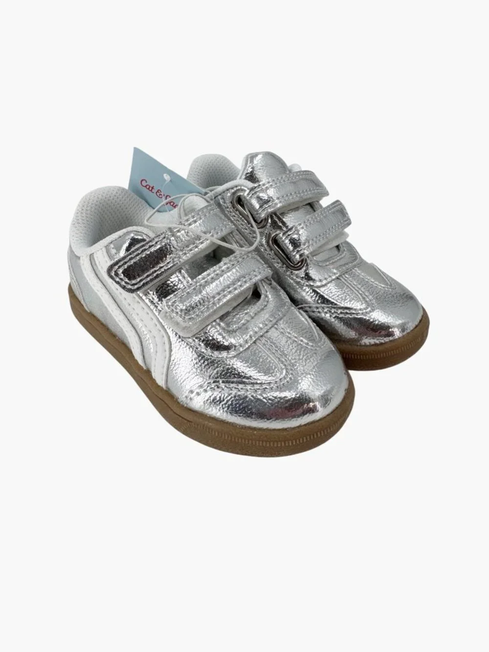 NEW Cat & Jack Toddler Dakota Retro Court Sneakers - Silver